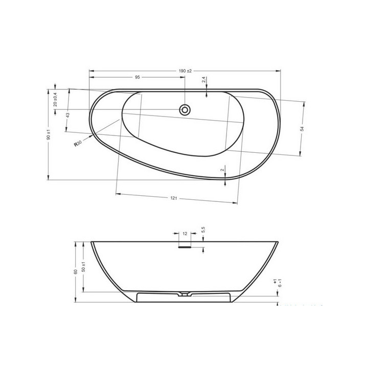 Wanna wolnostojąca Riho Granada 190x90 cm, biała