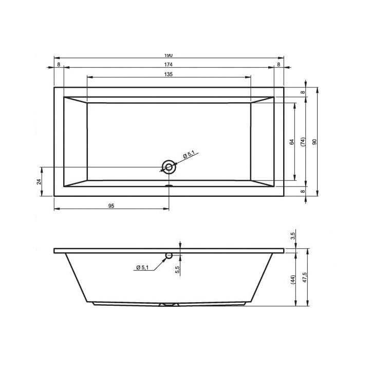Wanna Riho lusso prostokątna 190x90 cm- sanitbuy.pl