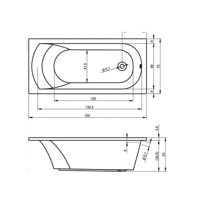 Wanna Riho Miami prostokątna 150x70 cm- sanitbuy.pl