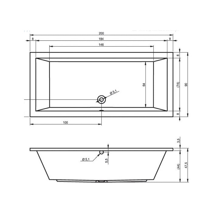 Wanna Riho Lusso prostokątna 200x90 cm- sanitbuy.pl