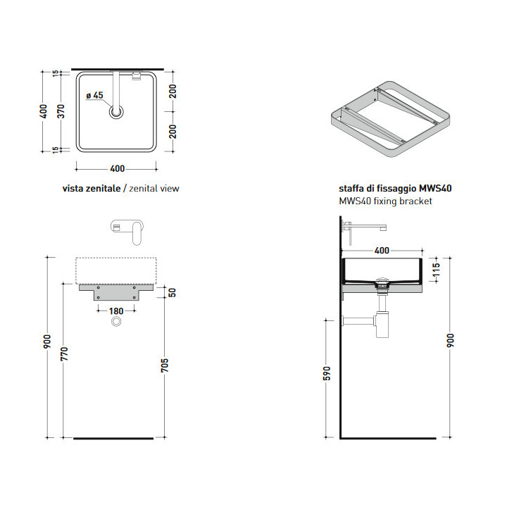 Mocowanie ścienne, Flaminia Miniwash chrom 