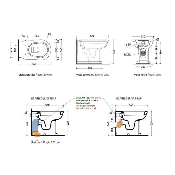 Miska WC, stojąca Flaminia Efi biały połysk, 56 x 36 x 42 cm, odpływ S/P, retro- sanitbuy.pl