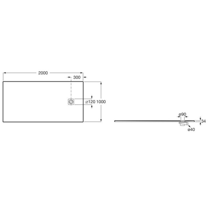 Brodzik kompozytowy 200x100cm, Roca Magma STONEX®, beżowy