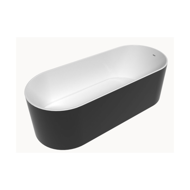 Wanna wolnostojąca, owalna Flaminia Oval Bicolor 170, czarny połysk/biały, zestaw odpływowy- sanitbuy.pl