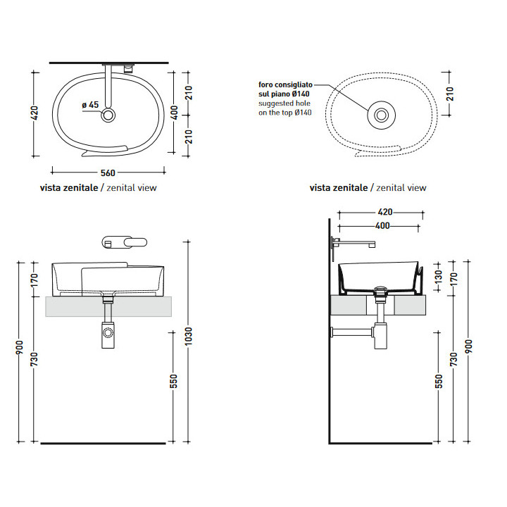 Umywalka Flaminia Roll stawiana na blat- sanitbuy.pl