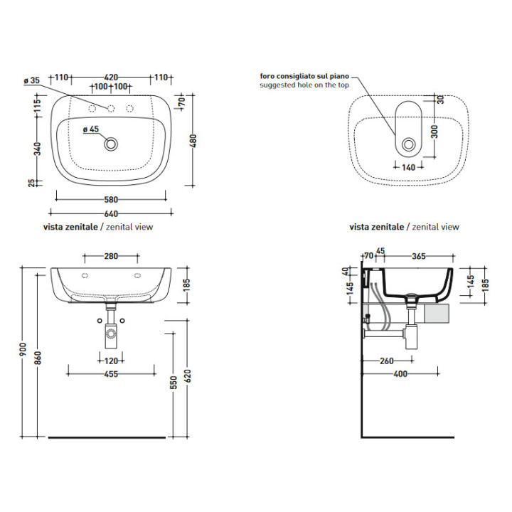 Umywalka Flaminia Mono 64 cm- sanitbuy.pl