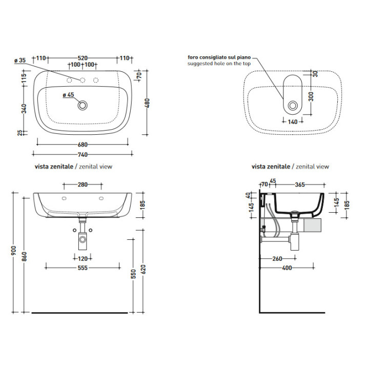 Umywalka Flaminia Mono 74 cm- sanitbuy.pl