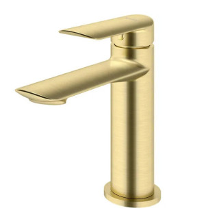 Bateria umywalkowa stojąca z korkiem klik-klak, Vedo Aletta Spazzo, złota szczotkowana