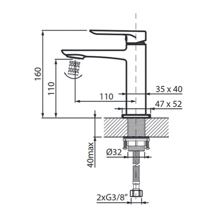 Bateria umywalkowa stojąca z korkiem klik-klak, Vedo Aletta Spazzo, złota szczotkowana