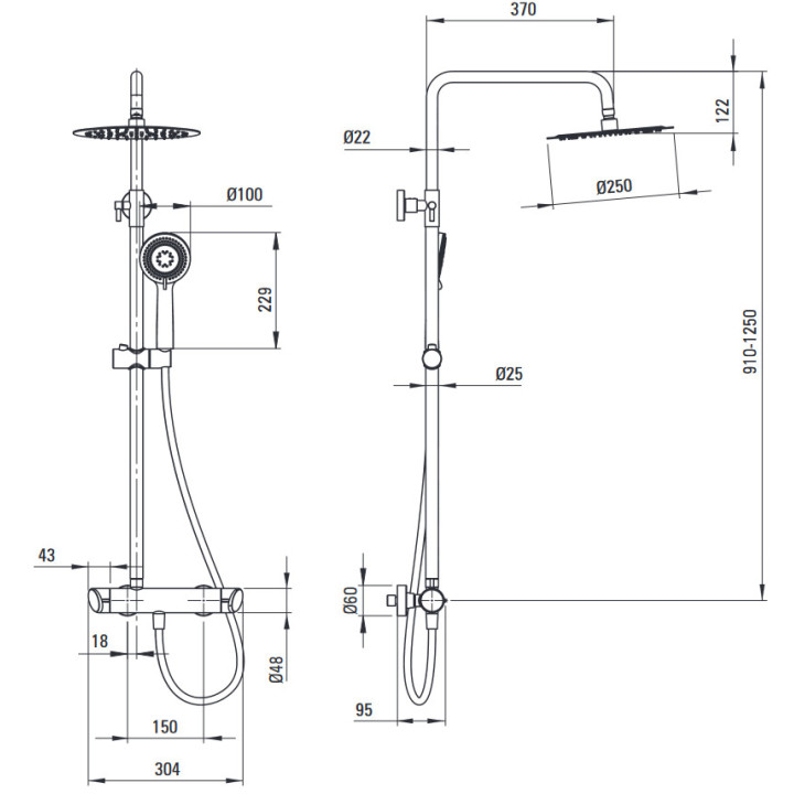 Deszczownica z baterią prysznicową, Deante Arnika, złoto szczotkowane