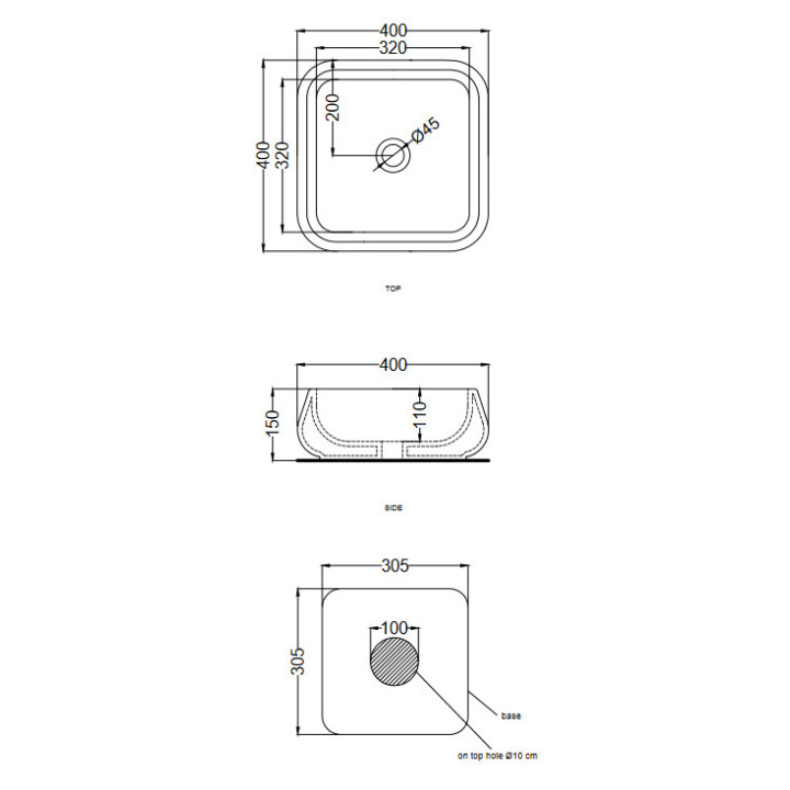 Umywalka Cielo Shui 40x40x15, nablatowa- sanitbuy.pl
