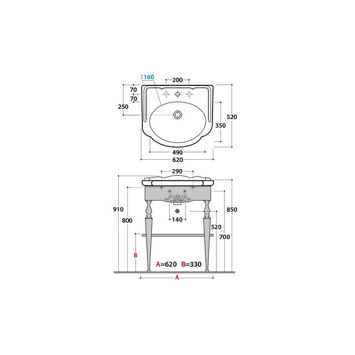 Stelaż podumywalkowy Globo Paestum - sanitbuy.pl