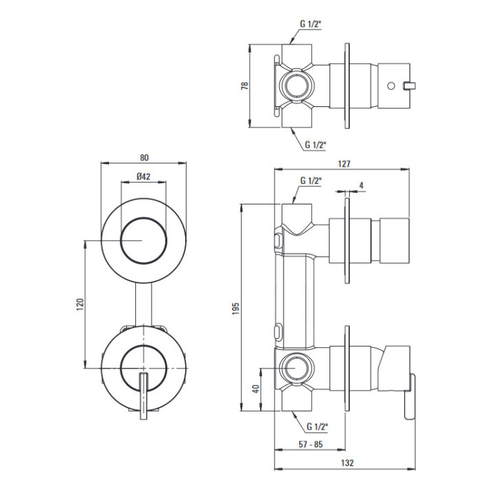Bateria prysznicowa podtynkowa bez przełącznika natrysku, Deante Silia, stal szczotkowana