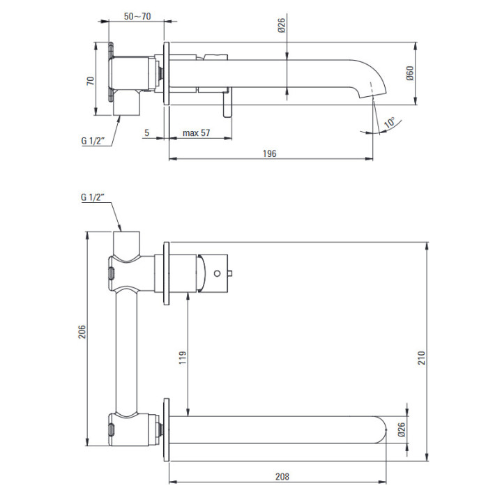Bateria umyalkowa podtynkowa , Deante Silia, stal szczotkowana