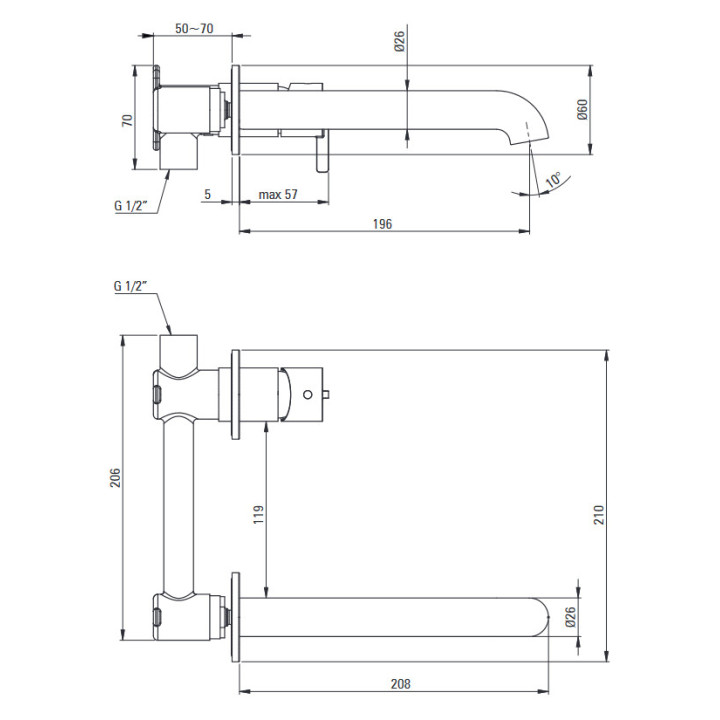 Bateria prysznicowa podtynkowa z przełącznikiem natrysku, Deante Silia, nero