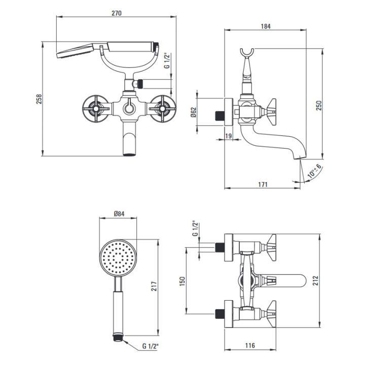 Bateria prysznicowa podtynkowa z przełącznikiem natrysku, Deante Silia, złoto szczotkowane