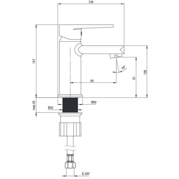 Bateria wannowa, Deante Tubo, chrom