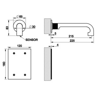 Elektroniczna bateria umywalkowa Gessi Inciso, stojąca, wysokość 240mm, chrom
