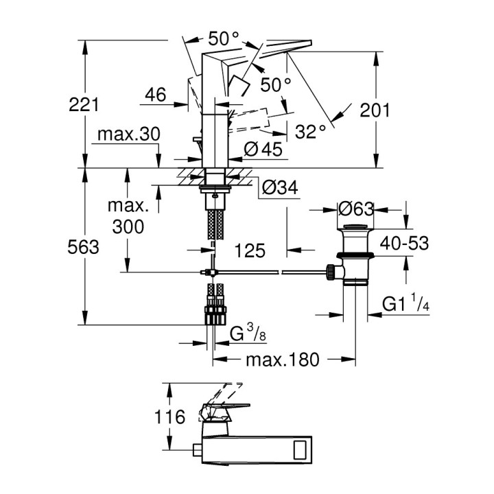 Bateria Grohe Allure Brilliant umywalkowa jednouchwytowa- sanitbuy.pl