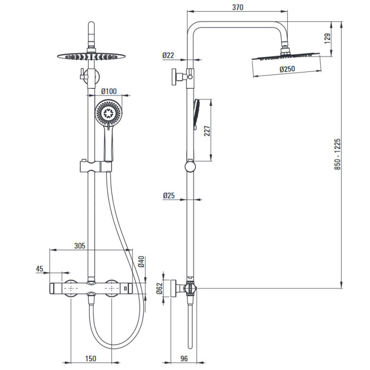 Bateria prysznicowa czasowa podtynkowa, Deante Press, chrom