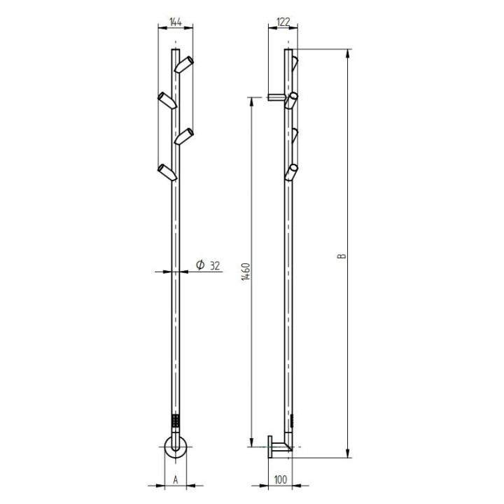 Suszarka elektryczna P.M.H. Einar 9x168 cm - czarny mat