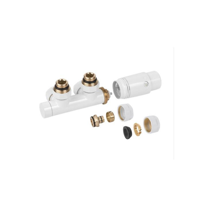 Zestaw termostatyczny Invena uniwersalny, jednootworowy typu Duoplex Prov - biały błyszczący