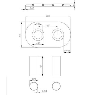 Zestaw termostatyczny Invena uniwersalny (prawy, lewy), dwuotworowy typu Duoplex Prov - czarny mat