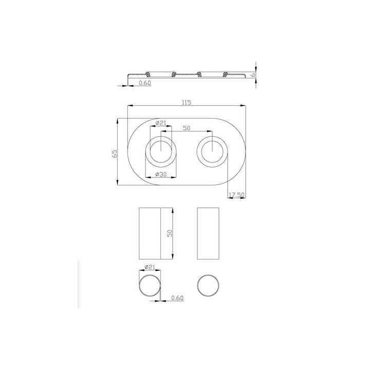 Zestaw termostatyczny Invena uniwersalny (prawy, lewy), dwuotworowy typu Duoplex Prov - czarny mat