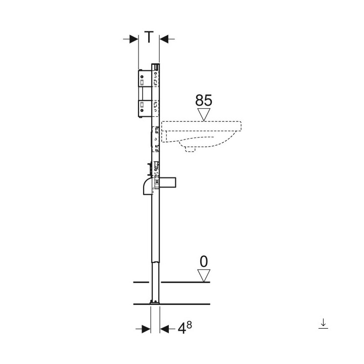 Stelaż do pisuaru GEBERIT DUOFIX uniwersalny, dla armatury podtynkowej H112 - 130