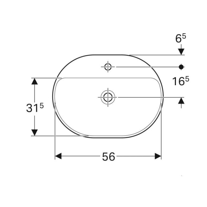 Geberit Variform Umywalka wpuszczana w blat, eliptyczna, 60cm, z przelewem, z otworem na baterię