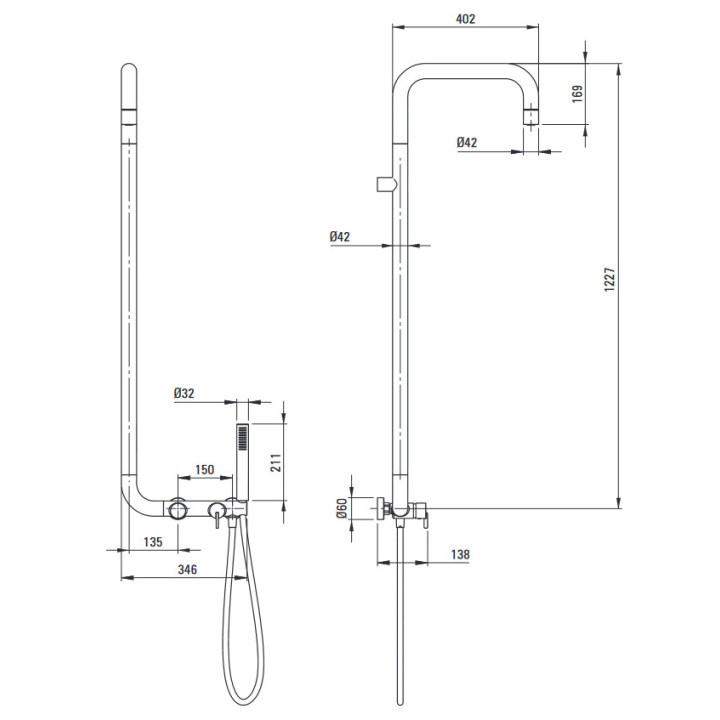 Deszczownica z baterią prysznicową, Deante Corio , chrom