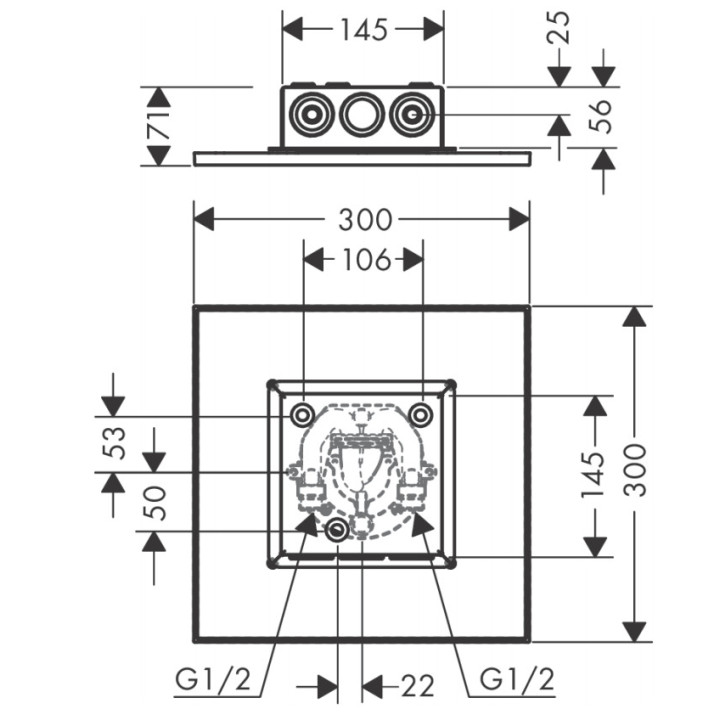 Deszczownica sufitowa Axor ShowerSolutions 1 jet, kwadratowa, 300x300mm, chrom