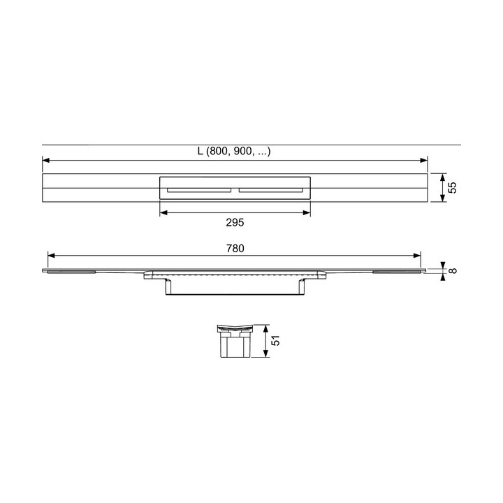 Ruszt profilu prysznicowego TECEdrainprofile, kolorowa powłoka PVD, 1000mm, czarny chrom szczotkowany