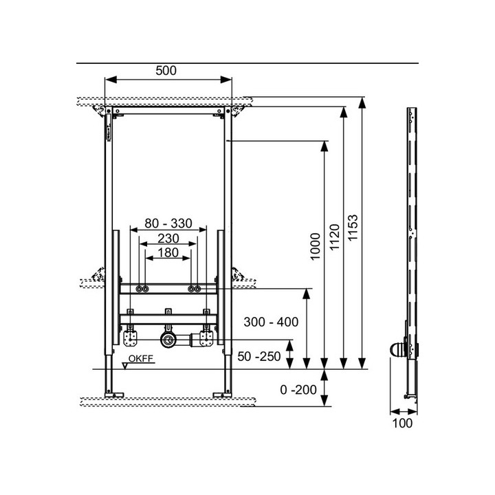 Stelaż podtynkowy TECEprofil do bidetu H112cm- sanitbuy.pl