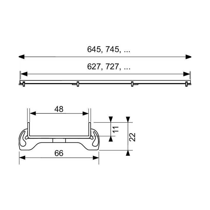 Ruszt prosty TECE Plate 1200 mm połysk do wklejenia płytek- sanitbuy.pl