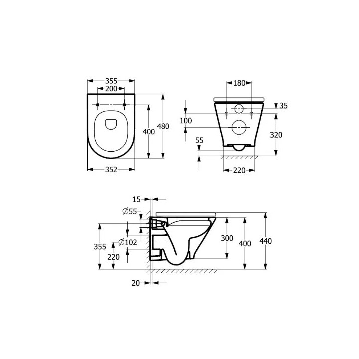 Zestaw podtynkowy Roca DUPLO ONE + miska WC podwieszana GAP ROUND COMPACTO RIMLESS z deską SLIM, biała