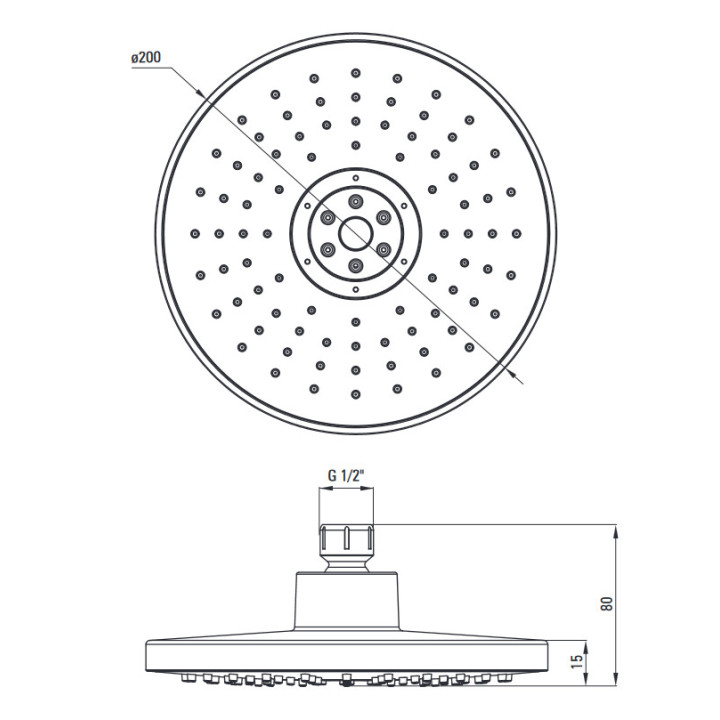 Główka prysznicowa antywandalowa , Deante Cascada, chrom