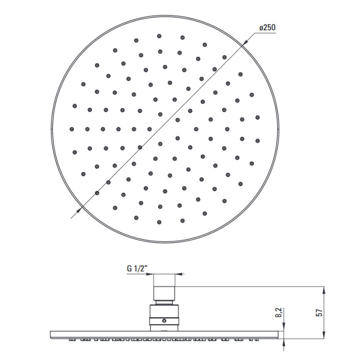 Głowica prysznicowa 1-funkcyjna 201x201mm, Deante Wrzos, chrom