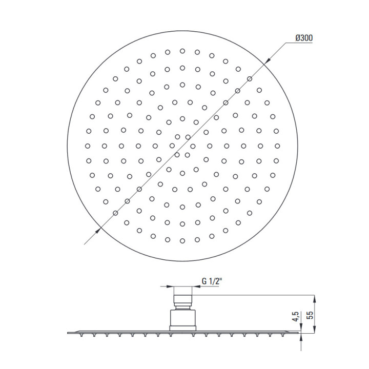 Głowica prysznicowa okrągła 250mm, Deante Cascada, chrom