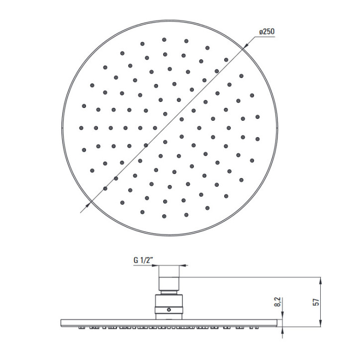 Deszczownica prysznicowa stalowa 250x250mm, Deante Cascada, złoty