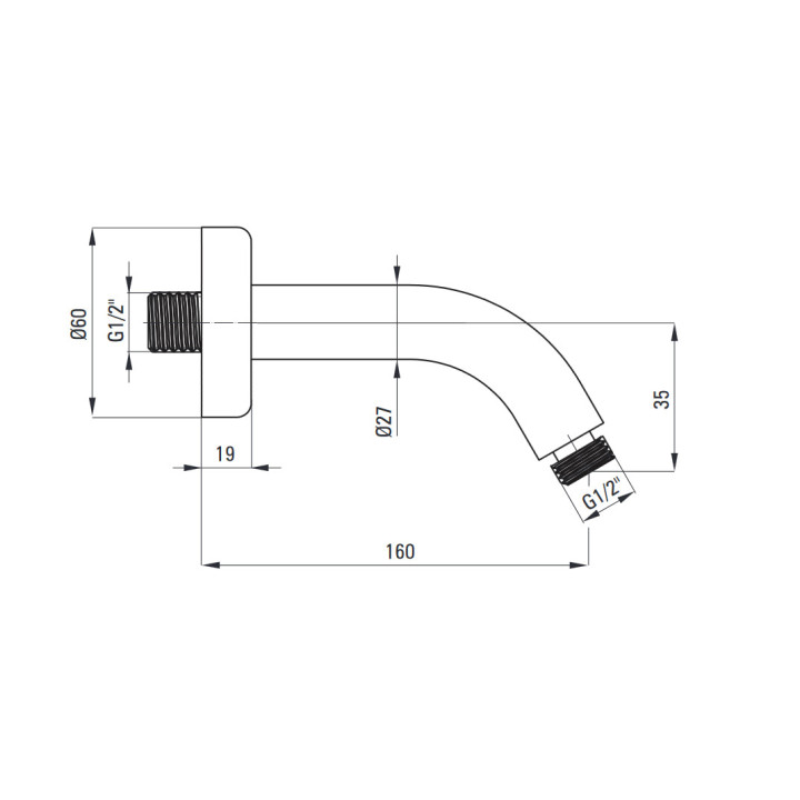 Wylewka sufitowa Deante Cascada 165 mm chrom 