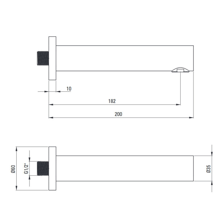 Wylewka prysznicowa ścienna Deante Cascada 400 mm, chrom 