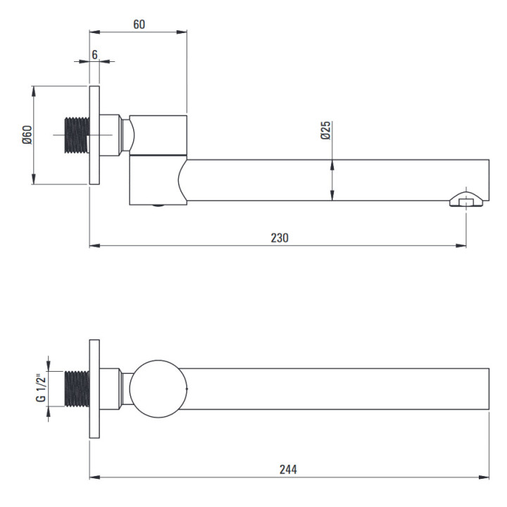 Wylewka wannowa kwadratowa Deante Cascada 176 mm, chrom 