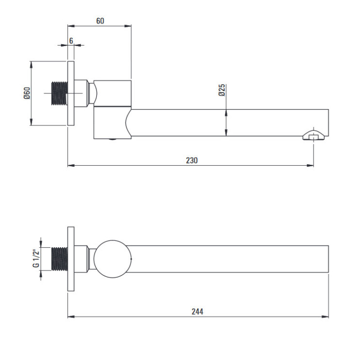 Wylewka wannowa 200mm Deante Cascada , titanium 