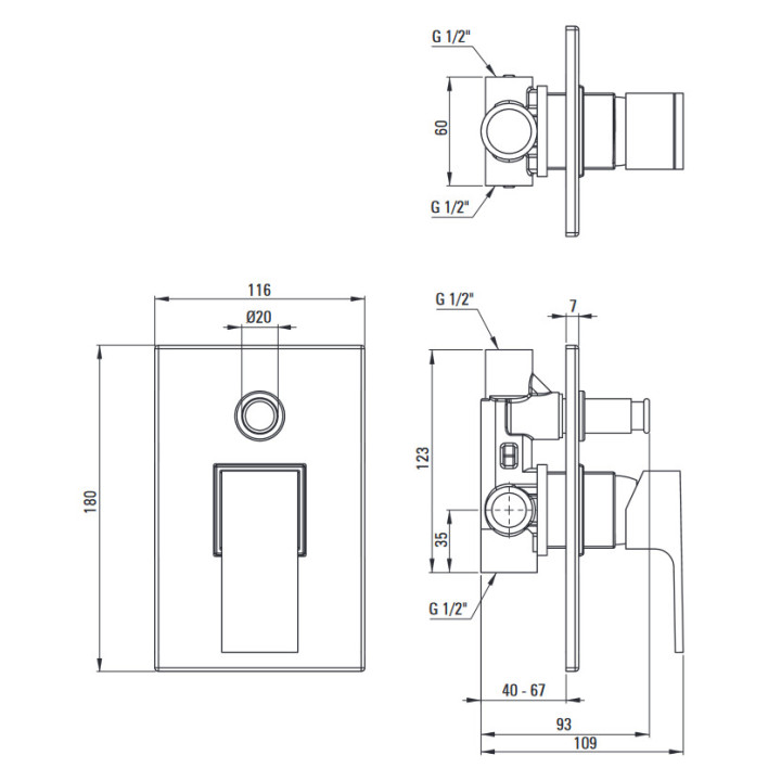 Zestaw prysznicowy podtynkowy, Deante Anemon, chrom