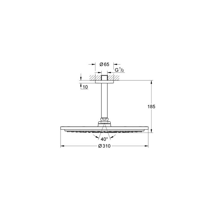 Deszczownica z przepustem stropowym 142mm 1 strumień, Grohe Cosmopolitan 310 Rainshower, brushed hard graphite 