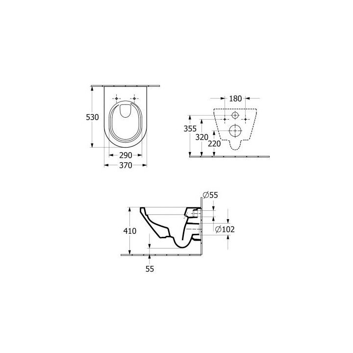Miska wisząca Villeroy&Boch Omnia Architectura, 53x37 cm,  bezrantowa z powłoką CeramicPlus, z deską wolnoopadającą szeroką