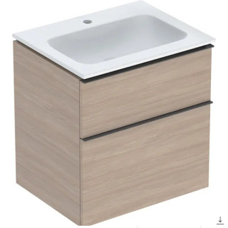 Umywalka meblowa Geberit iCon Set slim, z szafką pod umywalkę, umywalka biała, szafka dąb
