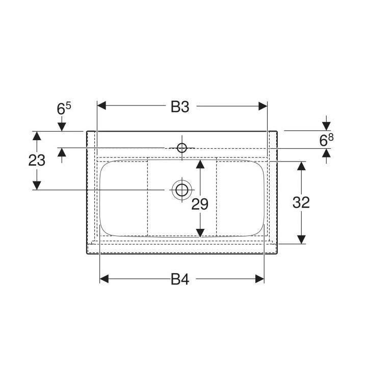 Umywalka meblowa Geberit iCon Set slim, z szafką pod umywalkę, umywalka biała, szafka dąb