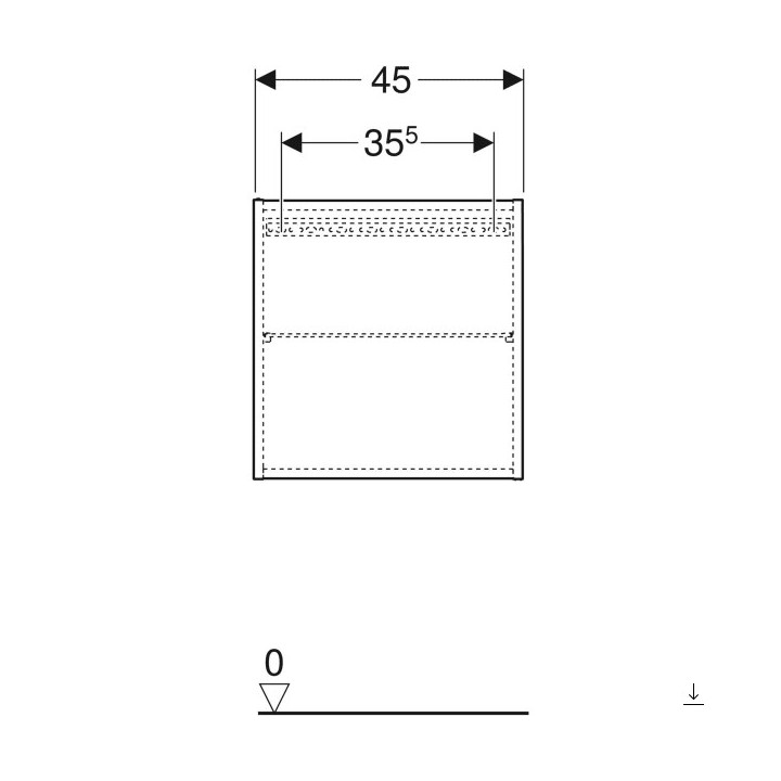 Szafka górna kwadratowa z jednymi drzwiami, Geberit iCon, dąb/melaminowa struktura drewna 